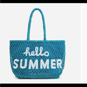 Hello Summer Beaded Macrame Jute Tote